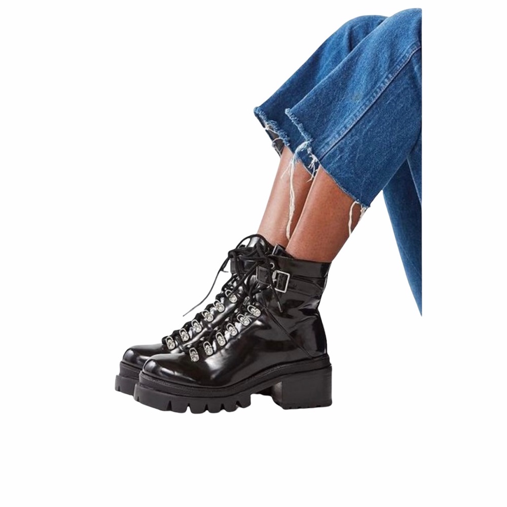 Jeffery Campbell Czech Combat Moto Platform Boots